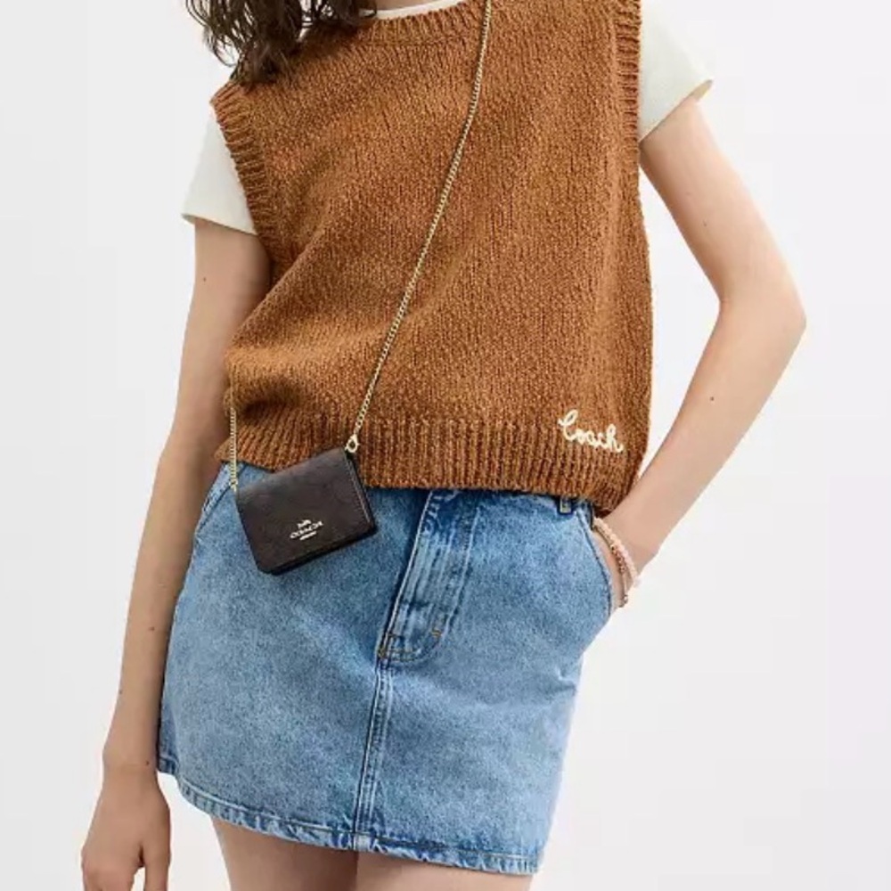 Coach Black and Gold Chain Wallet - Picture 2 of 7